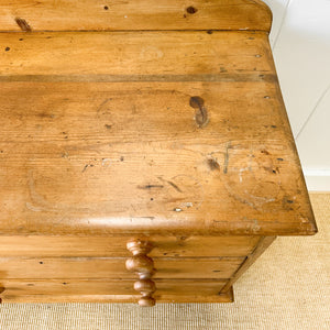 An Antique English Pine Chest of Drawers Dresser Tulip Feet c1890