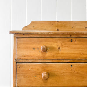 An Antique English Pine Chest of Drawers Dresser Tulip Feet c1890