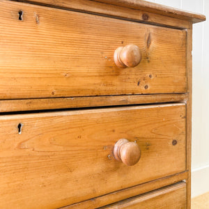 An Antique English Pine Chest of Drawers Dresser Tulip Feet c1890