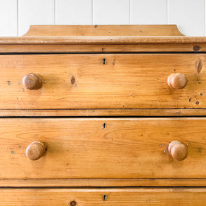 An Antique English Pine Chest of Drawers Dresser Tulip Feet c1890