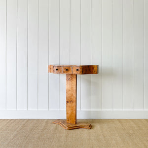 An Antique English Bur Walnut Console Table