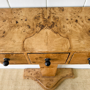 An Antique English Bur Walnut Console Table