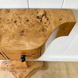 An Antique English Bur Walnut Console Table