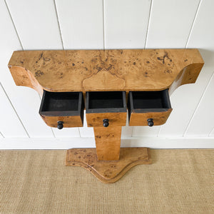 An Antique English Bur Walnut Console Table