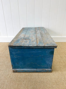 A Blue English Pine Blanket Box or Small Low Coffee Table