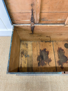 A Blue English Pine Blanket Box or Small Low Coffee Table