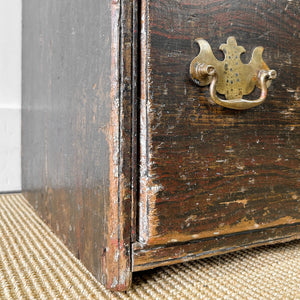 A Narrow Rustic Chest of Drawers with Chippendale Hardware Night Stand