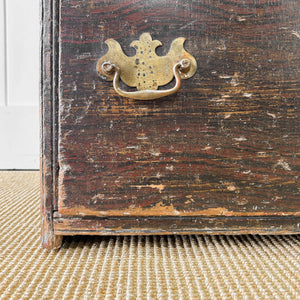 A Narrow Rustic Chest of Drawers with Chippendale Hardware Night Stand