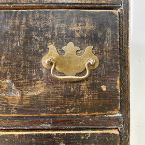 A Narrow Rustic Chest of Drawers with Chippendale Hardware Night Stand