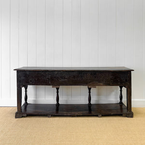 An Antique English 6.5 ft George III English Country Oak Hall Table or Sideboard