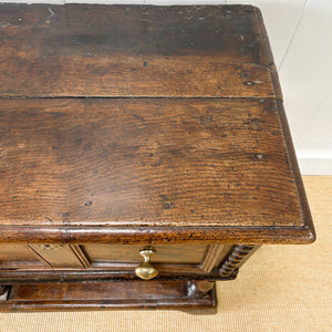 An Antique English 6.5 ft George III English Country Oak Hall Table or Sideboard