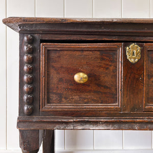 An Antique English 6.5 ft George III English Country Oak Hall Table or Sideboard