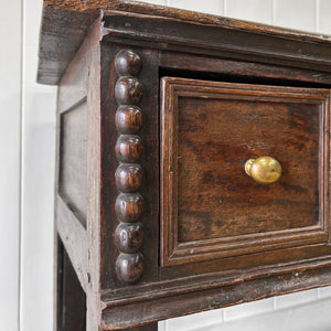 An Antique English 6.5 ft George III English Country Oak Hall Table or Sideboard