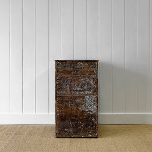 A Narrow Rustic Chest of Drawers with Chippendale Hardware Night Stand