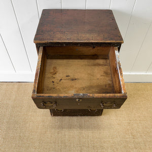 A Narrow Rustic Chest of Drawers with Chippendale Hardware Night Stand