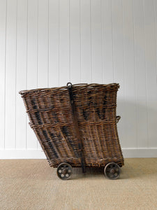 A Large Antique English Mill Basket Cart