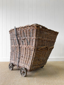 A Large Antique English Mill Basket Cart