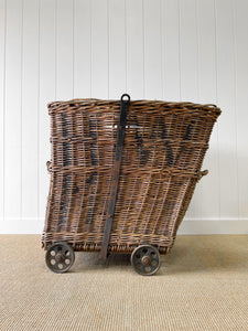 A Large Antique English Mill Basket Cart