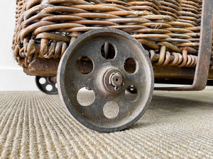 A Large Antique English Mill Basket Cart