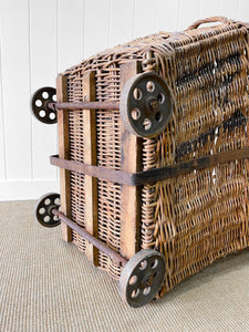 A Large Antique English Mill Basket Cart