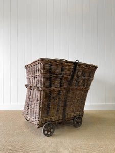 A Large Antique English Mill Basket Cart