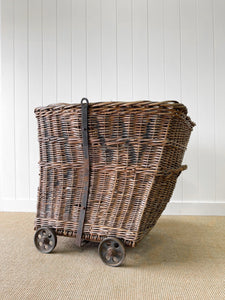 A Large Antique English Mill Basket Cart