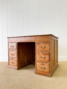 Antique English Pine Pedestal Desk c1890