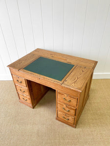 Antique English Pine Pedestal Desk c1890