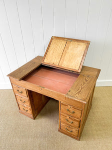 Antique English Pine Pedestal Desk c1890