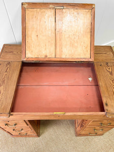 Antique English Pine Pedestal Desk c1890