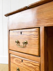 Antique English Pine Pedestal Desk c1890