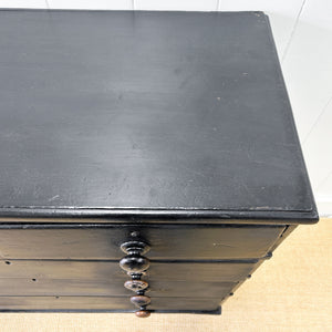 An Ebonized Antique English Chest of Drawers/Dresser