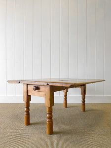 A Diminutive Antique English Country Pine Drop Leaf Coffee Table c1890