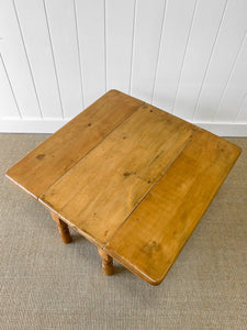 A Diminutive Antique English Country Pine Drop Leaf Coffee Table c1890