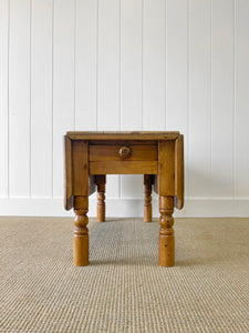 A Diminutive Antique English Country Pine Drop Leaf Coffee Table c1890