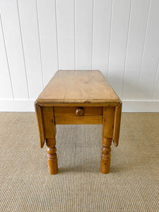 A Diminutive Antique English Country Pine Drop Leaf Coffee Table c1890