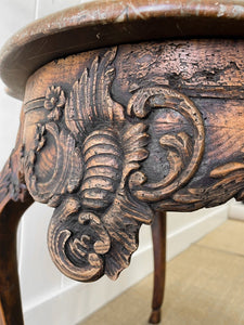 An Antique Belgian or French Louis XV Chestnut Side Table with Marble Top 18th Century