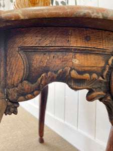 An Antique Belgian or French Louis XV Chestnut Side Table with Marble Top 18th Century