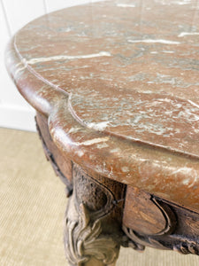 An Antique Belgian or French Louis XV Chestnut Side Table with Marble Top 18th Century