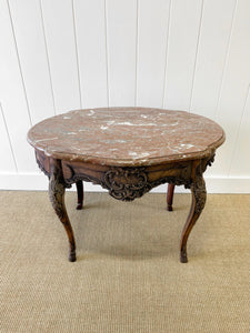 An Antique Belgian or French Louis XV Chestnut Side Table with Marble Top 18th Century