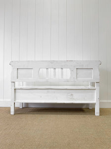 A Painted Snow White Antique Pine Bench c1890