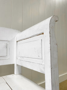 A Painted Snow White Antique Pine Bench c1890