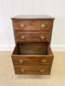 A Small and Delightful Antique English Mahogany Chest of Drawers Dresser or  Nightstand