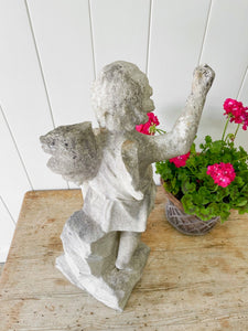 Antique English Marble Garden Angle Sculpture c1890