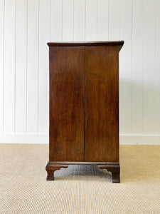 A English Georgian Oak Chest of Drawers with Swan Neck Hardware