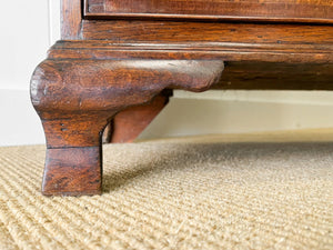 A English Georgian Oak Chest of Drawers with Swan Neck Hardware