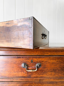 A English Georgian Oak Chest of Drawers with Swan Neck Hardware