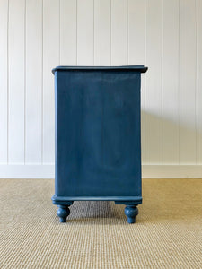 A Navy or Denim Blue English Pine Chest of Drawers Dresser c1890