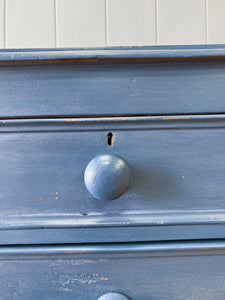 A Navy or Denim Blue English Pine Chest of Drawers Dresser c1890