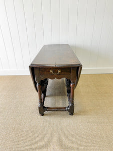 A Large Antique English Country Solid Oak Drop Leaf Gate Leg Table c18th Century